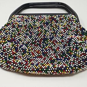 Vintage 1980's Boho Beaded Reversible Retro Handbag